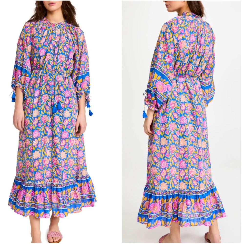 Cleobella Hilo Kaftan Maxi Dress Tahiti Block Print Size M